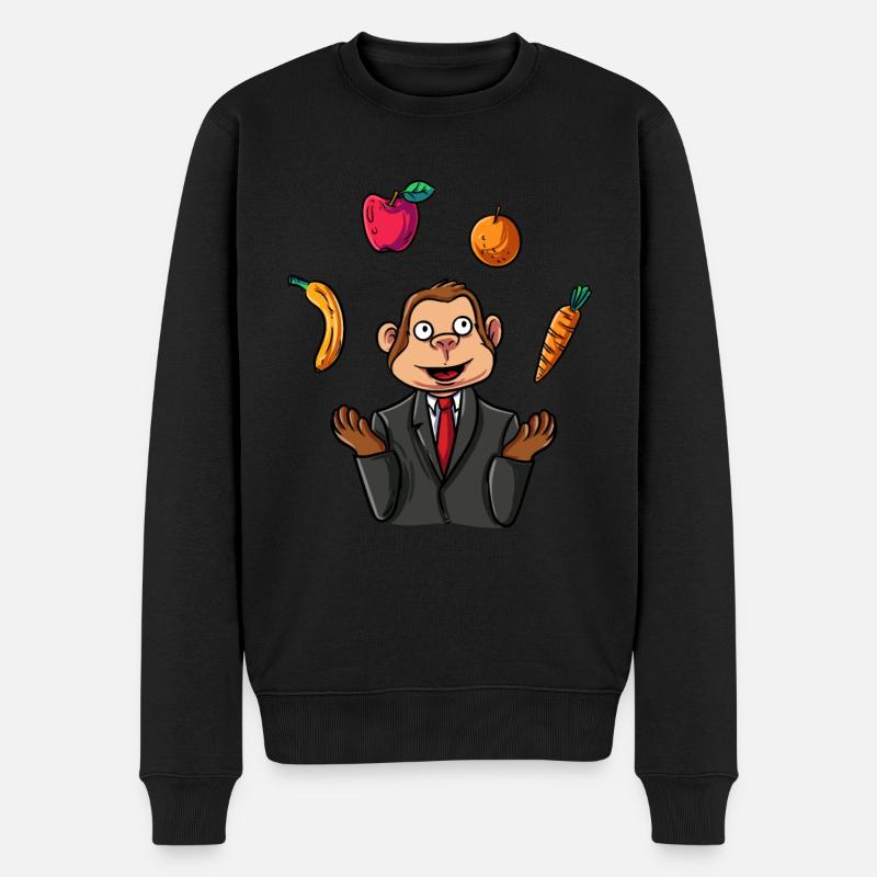 Affe jonglierend - Männer Premium Bio Pullover - Schwarz
