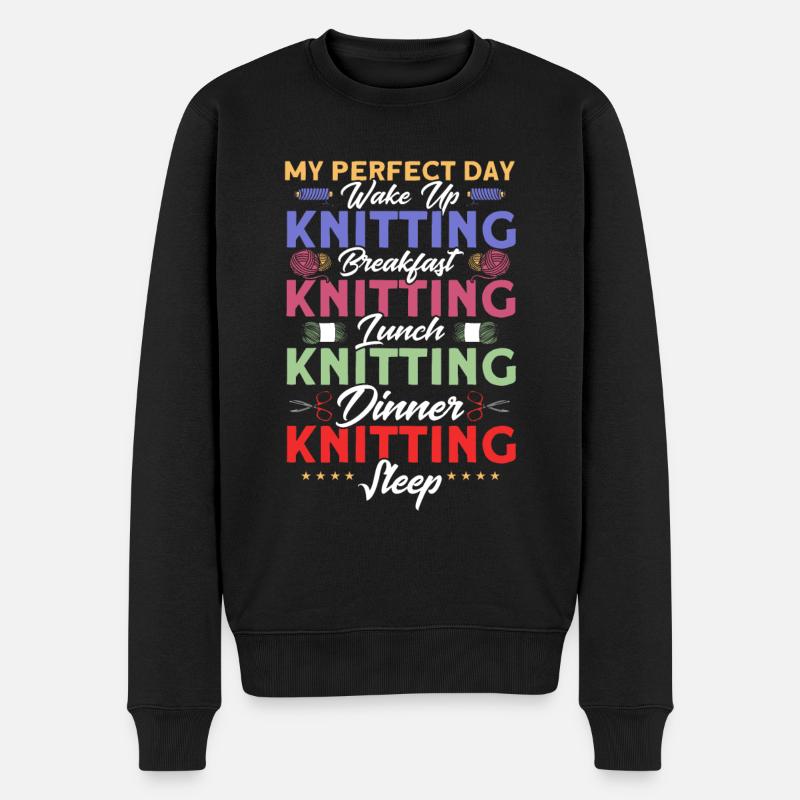 Stricken Stoff Stricken Stricken Geschenk - Männer Premium Bio Pullover - Schwarz
