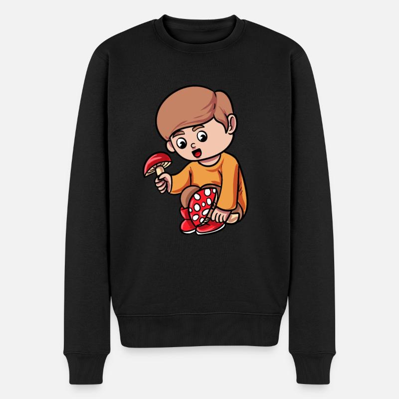 Champignon de dessin animé - Pull Premium bio Homme - noir
