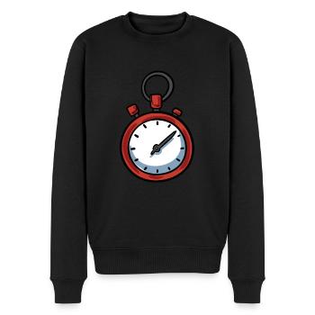 Uhr Stopuhr - Männer Premium Bio Pullover - Schwarz - Vorne - Nico (187cm)