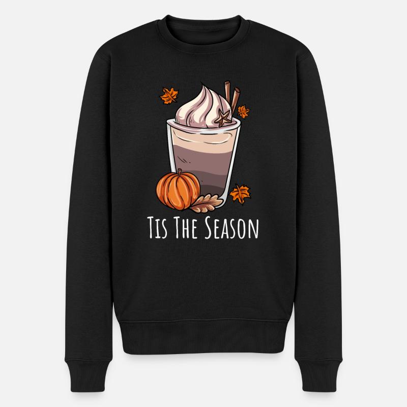 Herbst Kaffee - Männer Premium Bio Pullover - Schwarz
