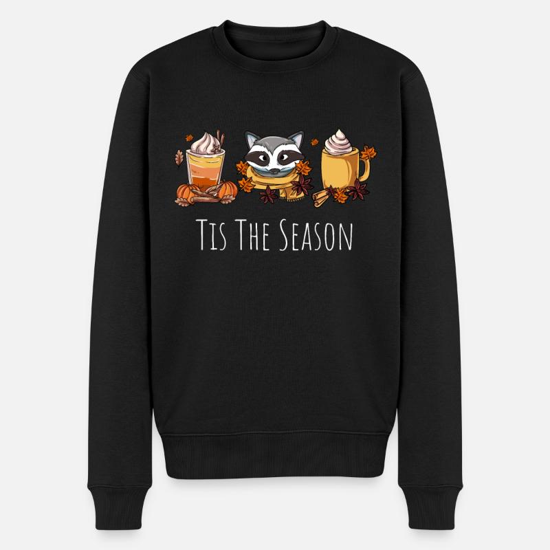 Waschbär Kaffeebecher - Männer Premium Bio Pullover - Schwarz