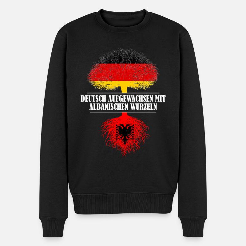 Deutsch mit albanischen Wurzeln - Männer Premium Bio Pullover - Schwarz