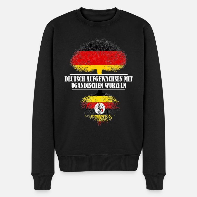 Deutsch mit ugandischen Wurzeln - Männer Premium Bio Pullover - Schwarz