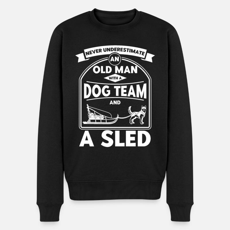 Schlittenfahren Schlittenhunderennen Hundeschlitte - Männer Premium Bio Pullover - Schwarz