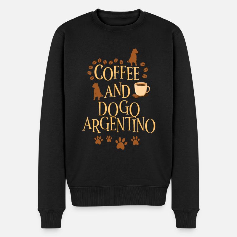 Kaffee und Dogo Argentino - Männer Premium Bio Pullover - Schwarz
