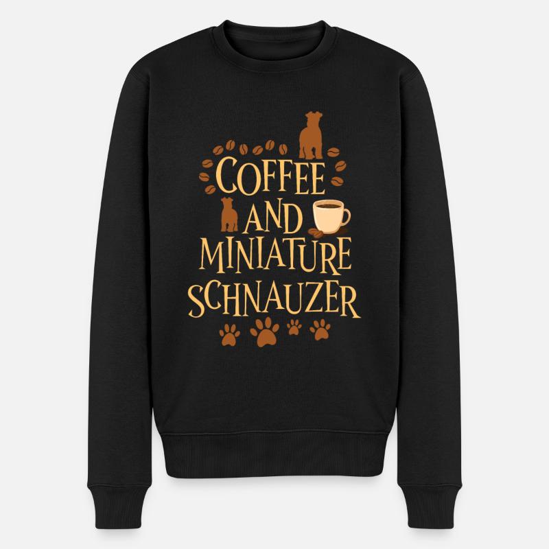 Kaffee und Zwergschnauzer - Männer Premium Bio Pullover - Schwarz
