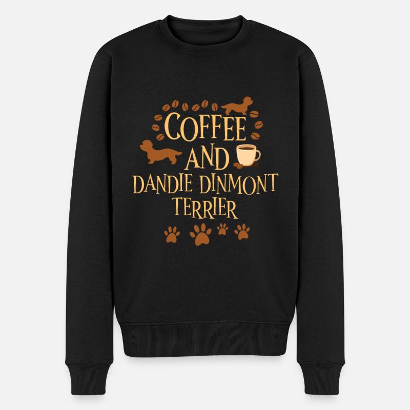 Café et Dandie Dinmont Terrier - Pull Premium bio Homme - noir
