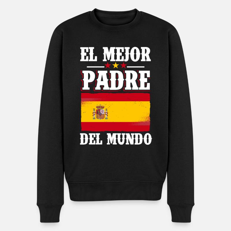 Spanisch Papa Bester Vater - Männer Premium Bio Pullover - Schwarz