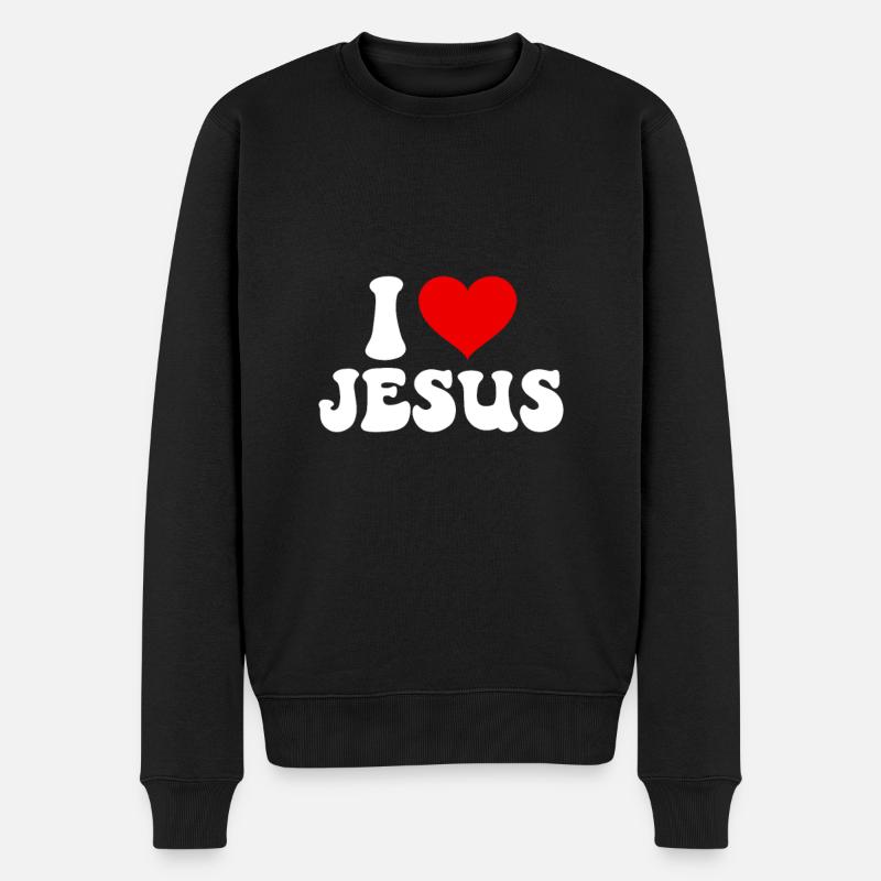 I love jesus - Männer Premium Bio Pullover - Schwarz
