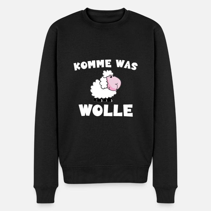 Komme was wolle - Männer Premium Bio Pullover - Schwarz