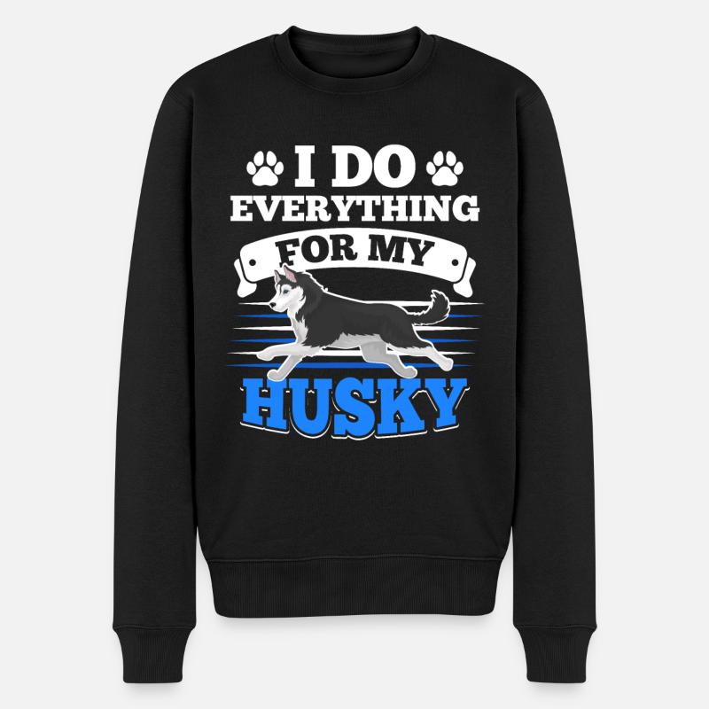 Husky Huskies Hundehalter - Männer Premium Bio Pullover - Schwarz