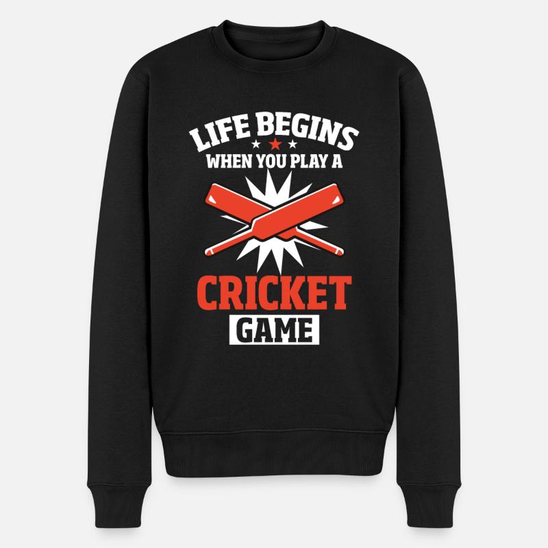 Joueurs de cricket - Pull Premium bio Homme - noir