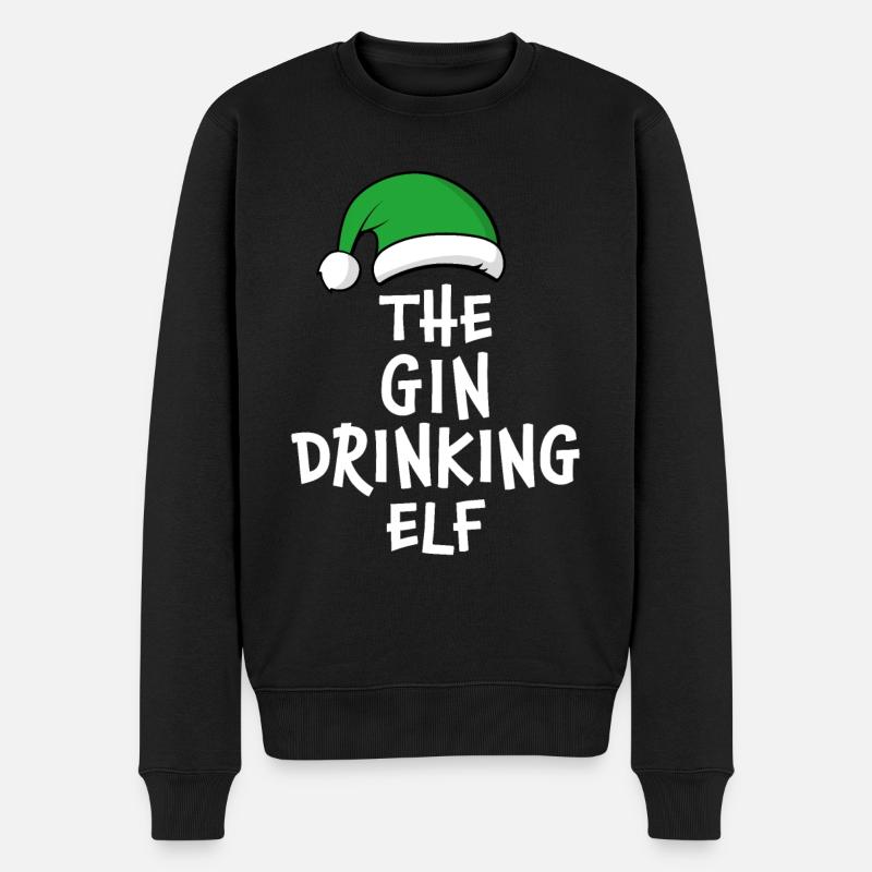 The Gin Drinking Elf - Men's Premium Organic Jumper - black