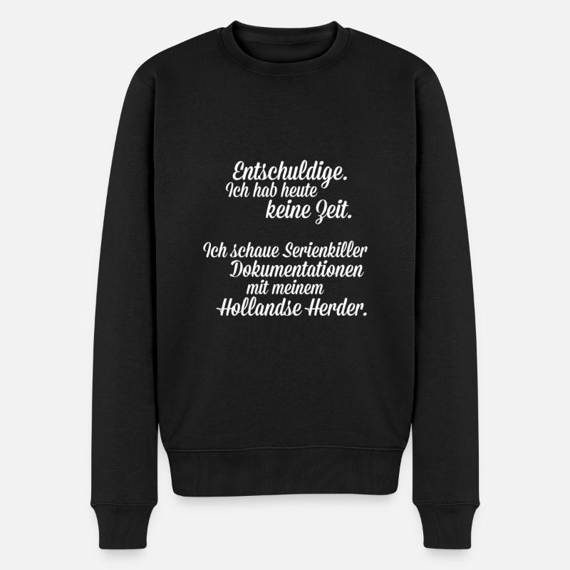 Ich schau Dokus mit meinem Hollandse Herder - Männer Premium Bio Pullover - Schwarz
