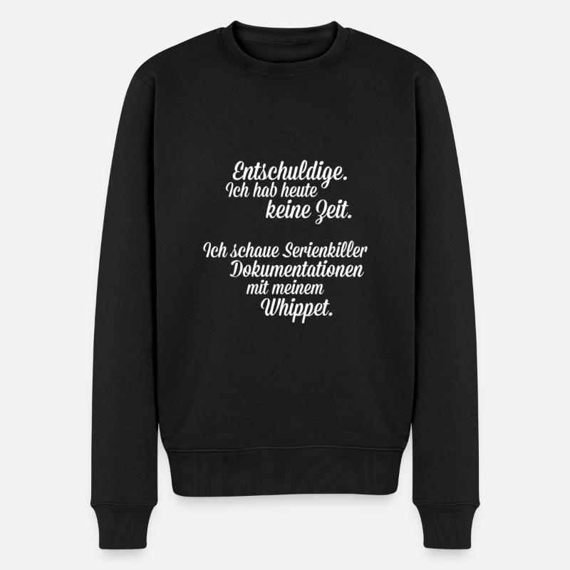 Ich schau Dokus mit meinem Whippet - Männer Premium Bio Pullover - Schwarz