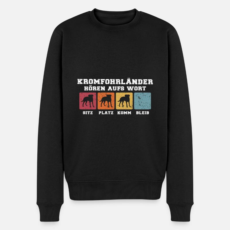 Kromfohrländer hören aufs Wort - Männer Premium Bio Pullover - Schwarz