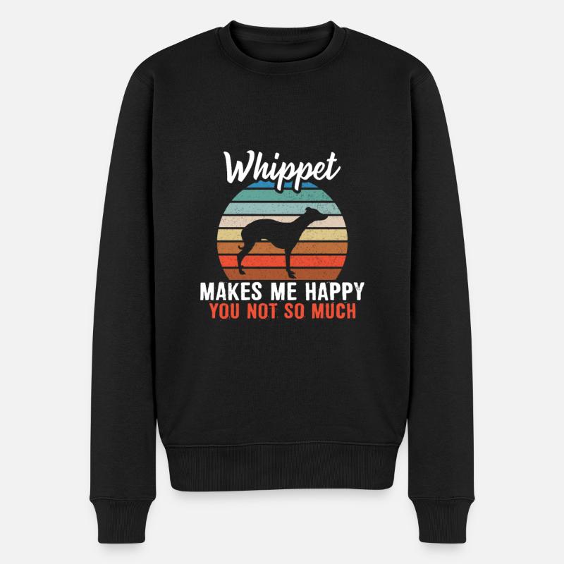 Whippet makes me happy you not so much - Männer Premium Bio Pullover - Schwarz