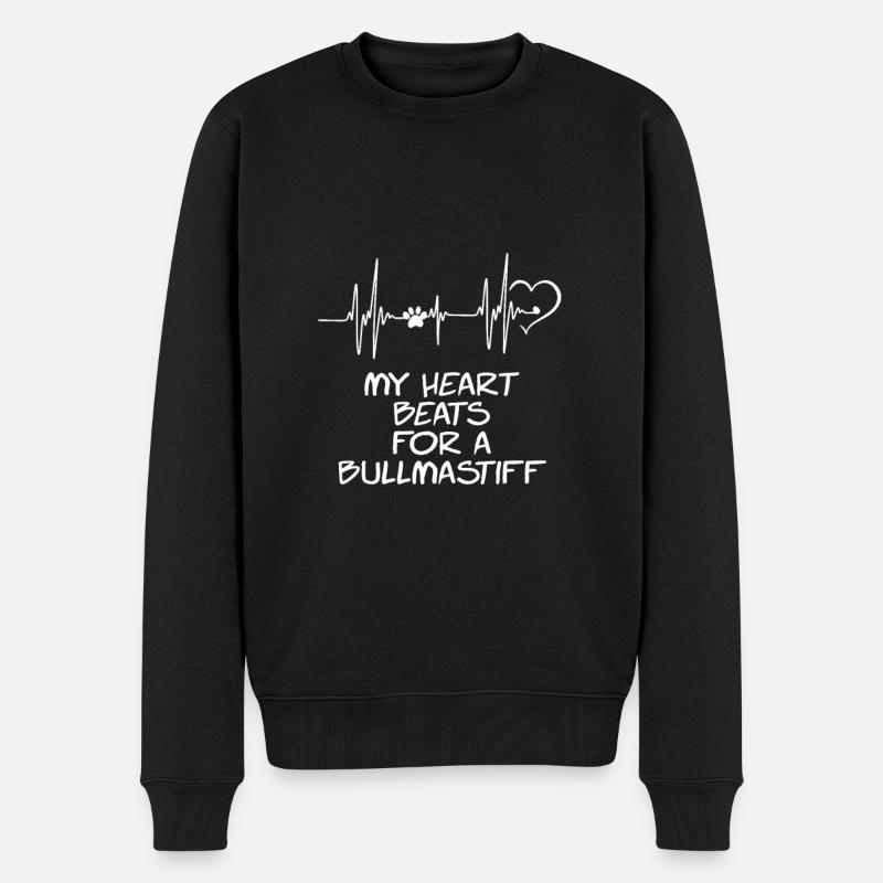 My heart beats for a Bullmastiff - Männer Premium Bio Pullover - Schwarz