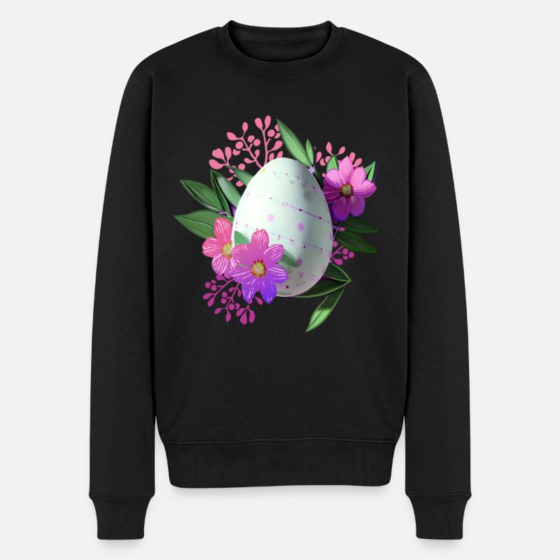 Fleurs Easter Egg Floral - Pull Premium bio Homme - noir