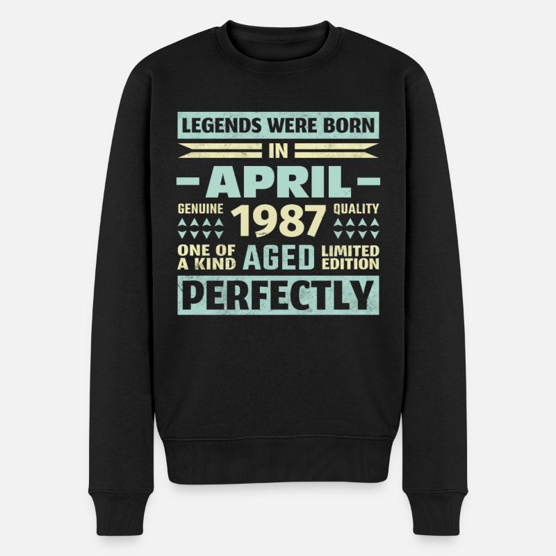 36. Geburtstag April Jahrgang 1987 Vintage - Männer Premium Bio Pullover - Schwarz