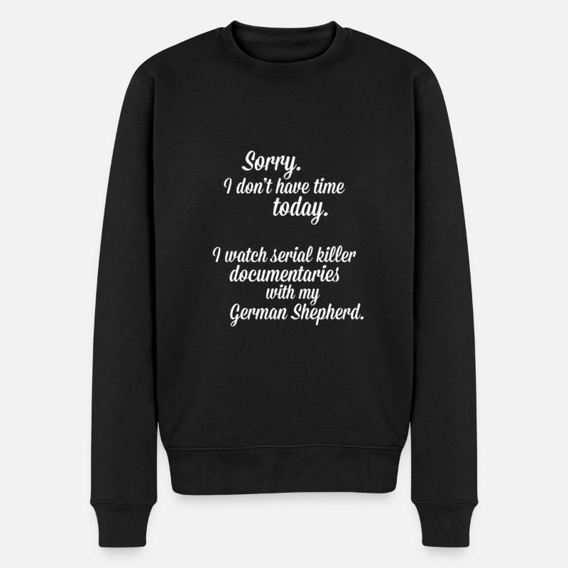 I watch documentaries with my german shepherd dog - Männer Premium Bio Pullover - Schwarz