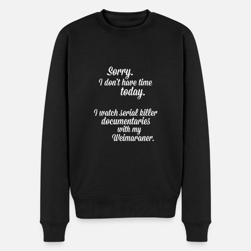 I watch documentaries with my Weimaraner - Männer Premium Bio Pullover - Schwarz