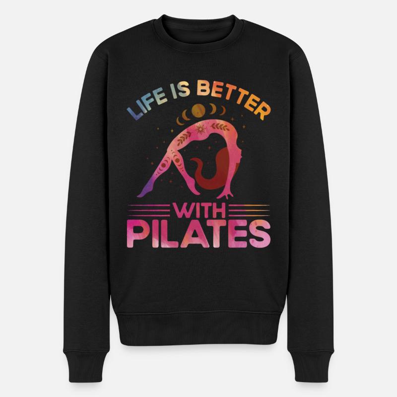Pilates Das Leben ist besser mit Pilates Geschenk - Männer Premium Bio Pullover - Schwarz