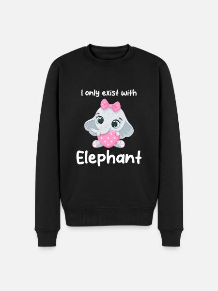 I only exist with elephant - Men's Premium Organic Jumper - black