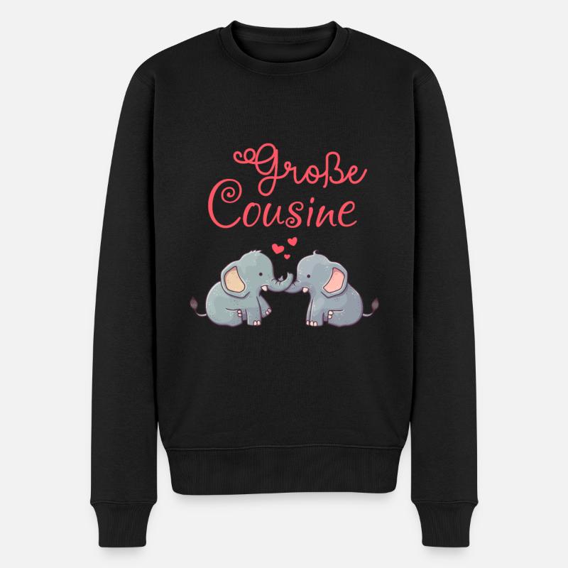Große Cousine - Männer Premium Bio Pullover - Schwarz