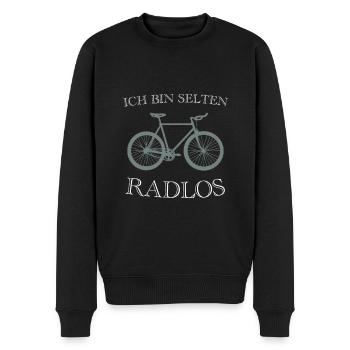 Ich bin selten Radlos - Männer Premium Bio Pullover - Schwarz - Vorne - Nico (187cm)