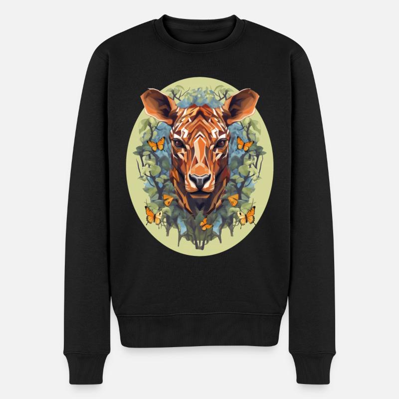 Polygon Art Deer Boho - Men's Premium Organic Jumper - black