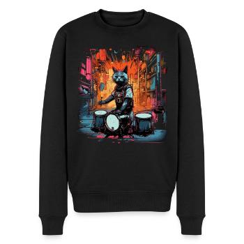 Cat Drummer Music Animal Drums Wild Cat - Pull Premium bio Homme - noir - Devant - Nico (187cm)