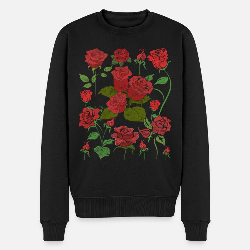 Natur Rosen Blüten Hobby Gärtner Geschenk Botanik - Männer Premium Bio Pullover - Schwarz