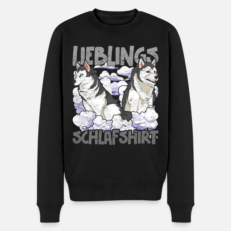 Hunde Schlafshirt Hundeliebhaber Geschenk Husky - Männer Premium Bio Pullover - Schwarz