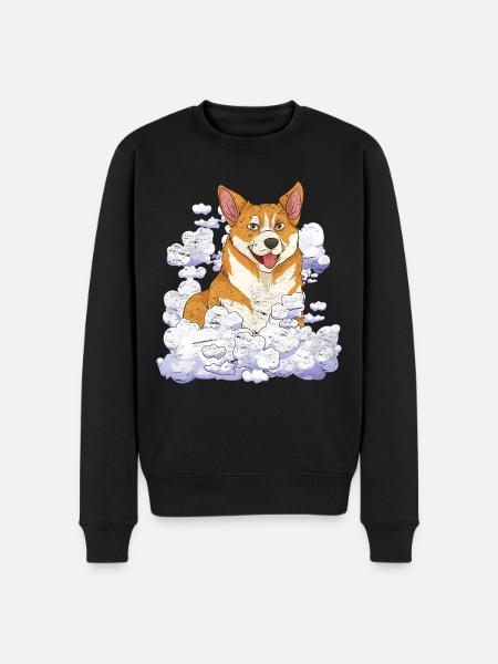 Hund elsker hund kæledyr gave Cloud Corgi - Økologisk premium-sweatshirt til mænd - sort