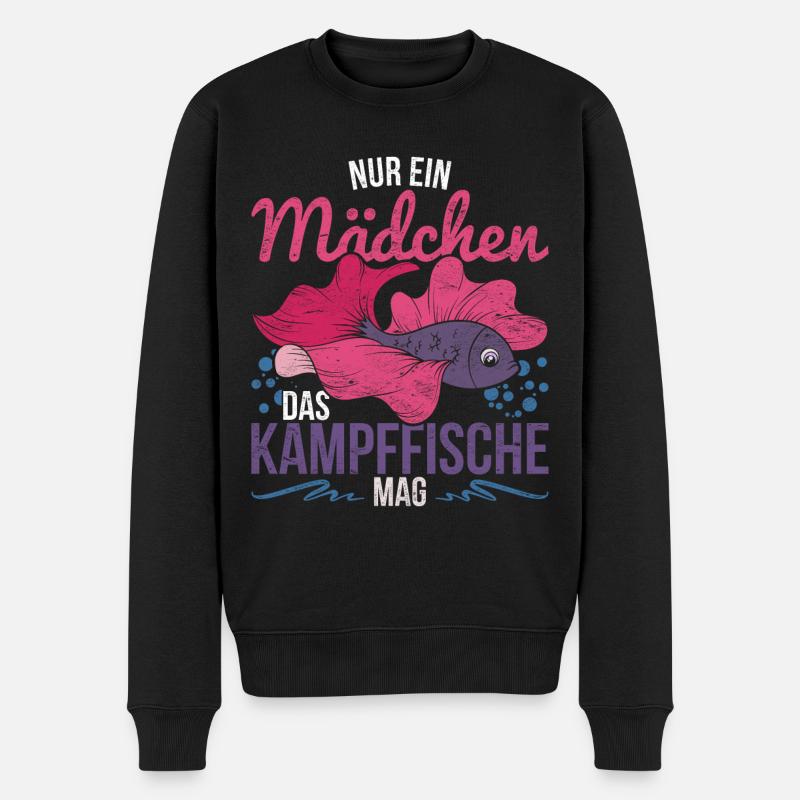 Nur ein Mädchen das Kampffische mag Kampffisch - Männer Premium Bio Pullover - Schwarz