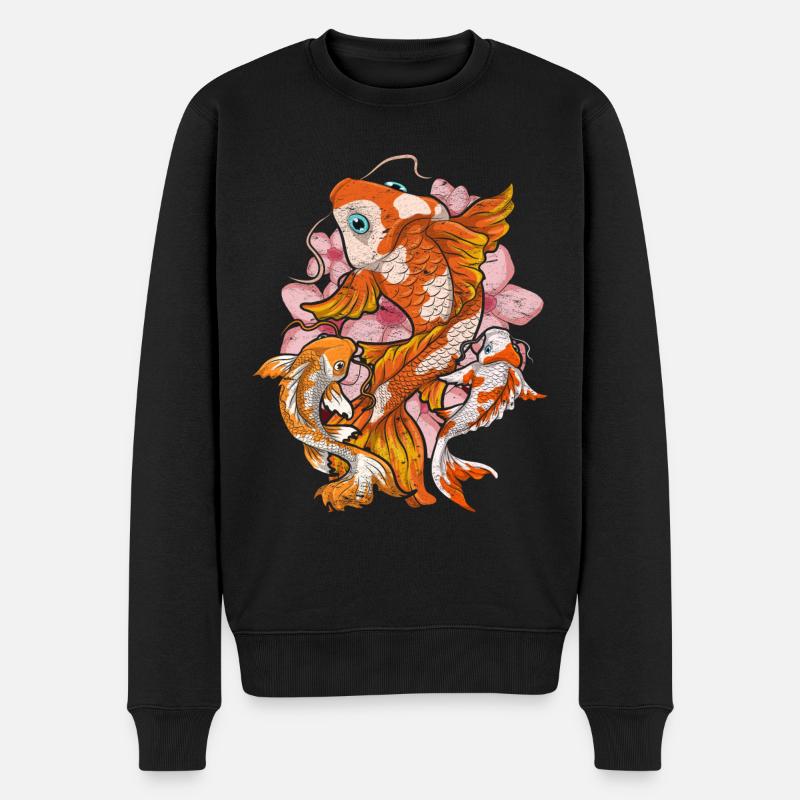 Kirschblüte Nishikigoi Geschenk Sakura Koi Karpfen - Männer Premium Bio Pullover - Schwarz