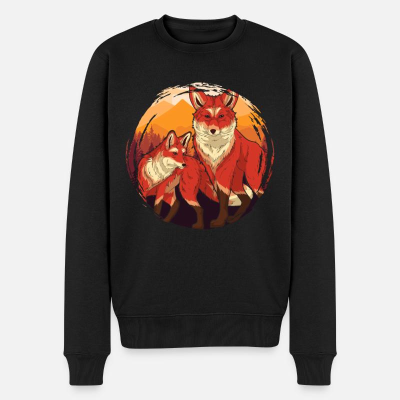 Fuchs - Männer Premium Bio Pullover - Schwarz