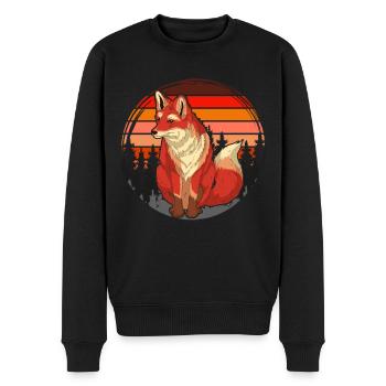Tierliebhaber Wald Tier Geschenk Retro Natur Fuchs - Männer Premium Bio Pullover - Schwarz - Vorne - Nico (187cm)
