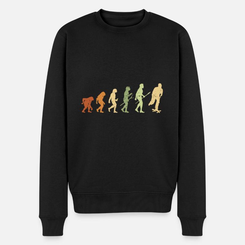 Skateboarding Evolution Skateboard Skater - Men's Premium Organic Jumper - black