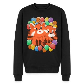 Chinesisches Zoo Tier Geschenk Ballon Roter Panda - Männer Premium Bio Pullover - Schwarz - Vorne - Nico (187cm)