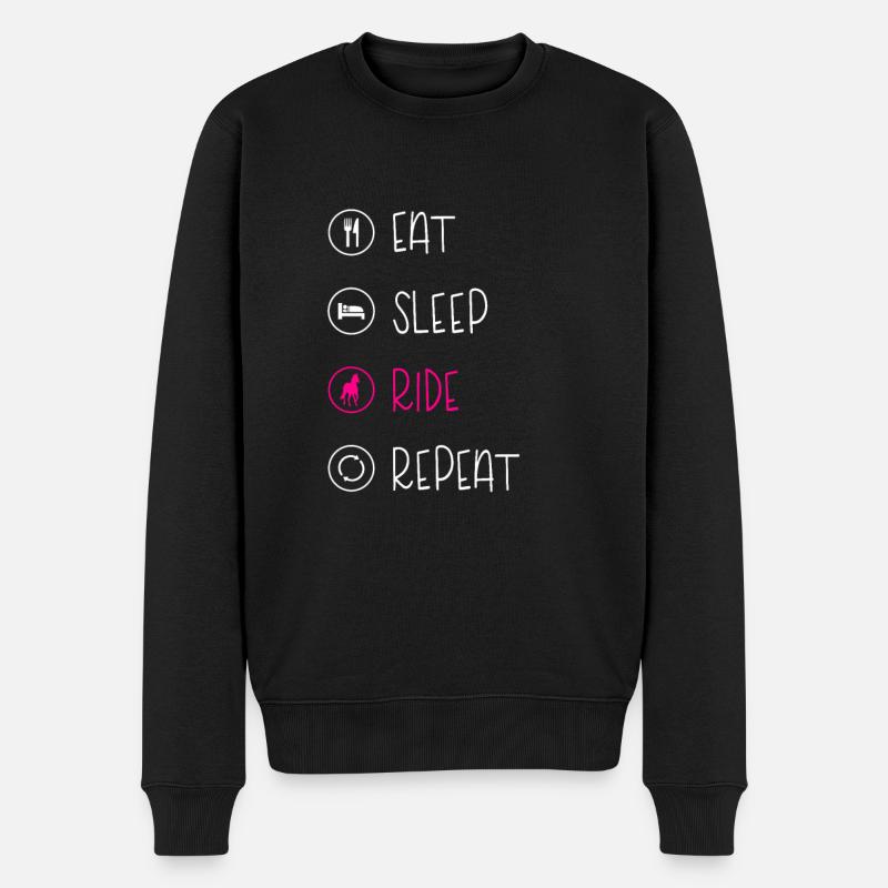 EAT SLEEP RIDE , Pferde - Männer Premium Bio Pullover - Schwarz