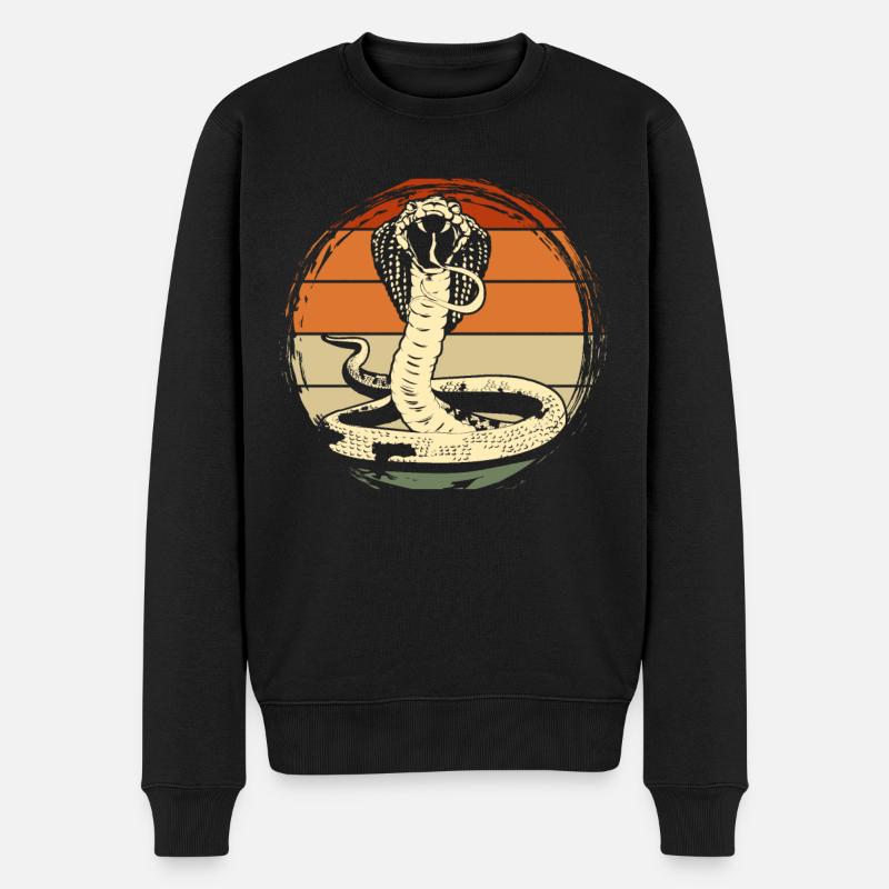 Retro Schlange Raubtier Reptil Geschenk Kobra - Männer Premium Bio Pullover - Schwarz
