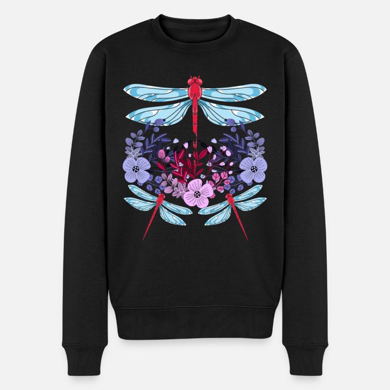 Insekten Liebhaber Geschenk Buntes Blumen Libelle - Männer Premium Bio Pullover - Schwarz