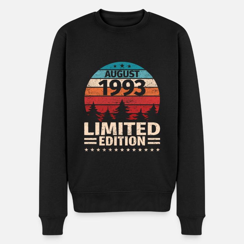 30. Geburtstag August Jahrgang 1993 Vintage - Männer Premium Bio Pullover - Schwarz