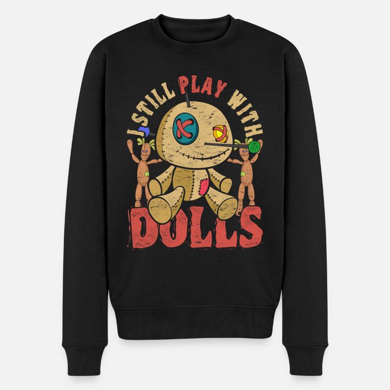 Je joue toujours avec des poupées Poupée vaudou - Pull Premium bio Homme - noir