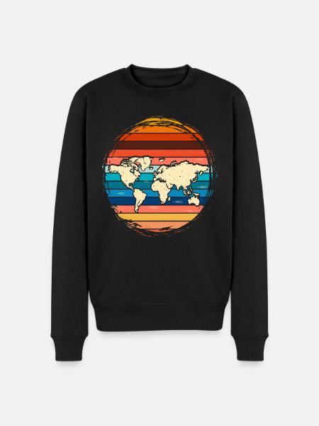 Carte du monde rétro - Pull Premium bio Homme - noir
