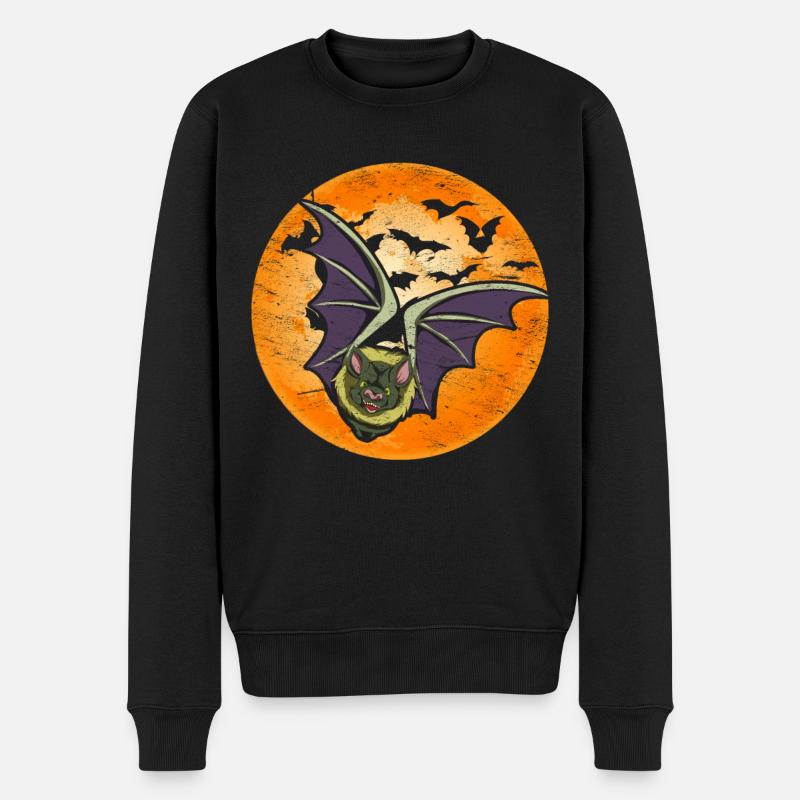 Fledermäuse Vollmond Tier Geschenk Fledermaus - Männer Premium Bio Pullover - Schwarz