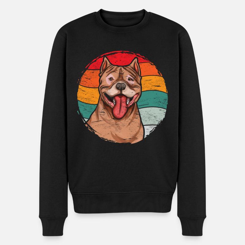 Retro Pitbull - Männer Premium Bio Pullover - Schwarz